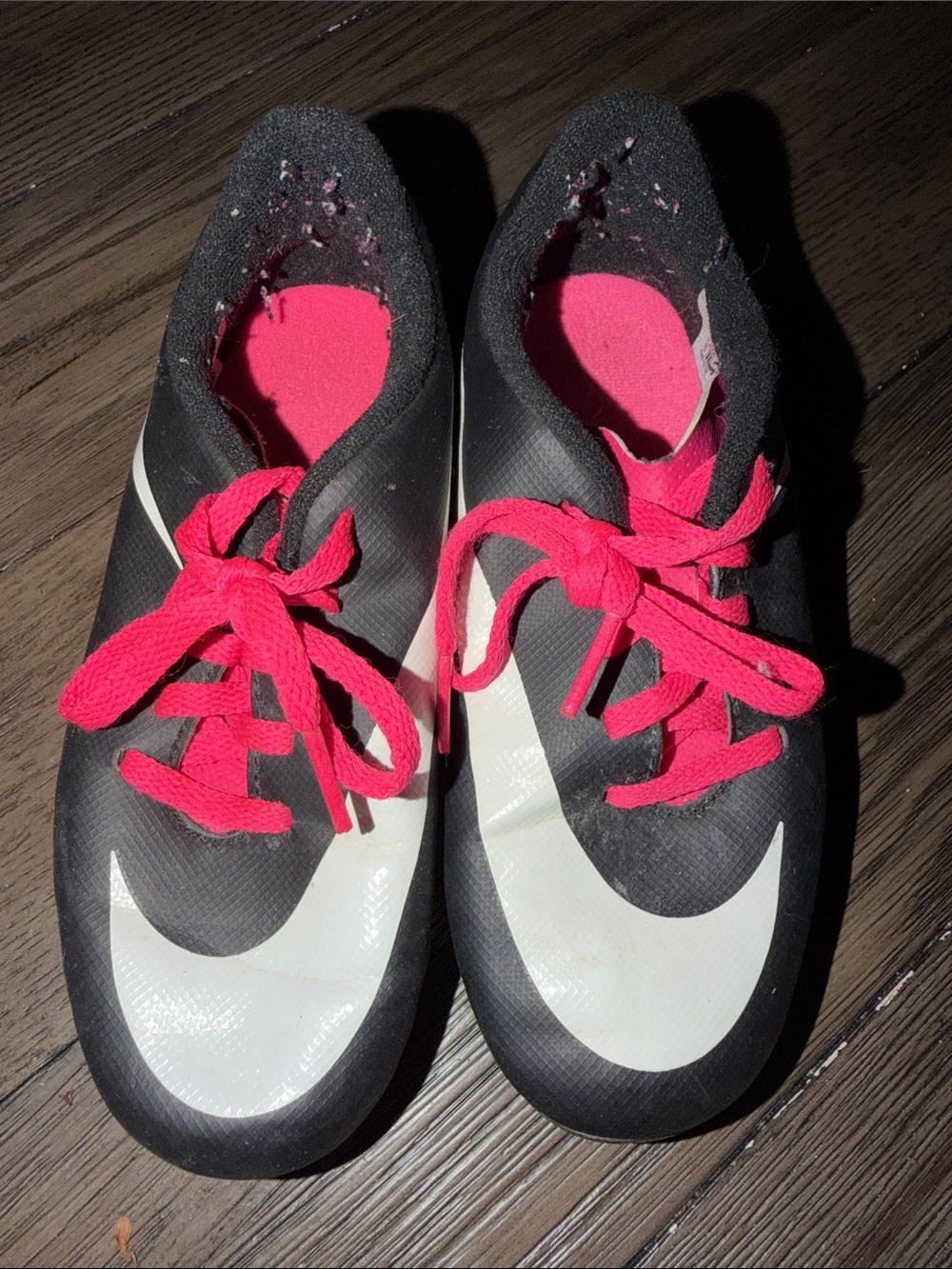 Nike Kids Black, White & Hot Pink Athletic Soccer Cleats 12C